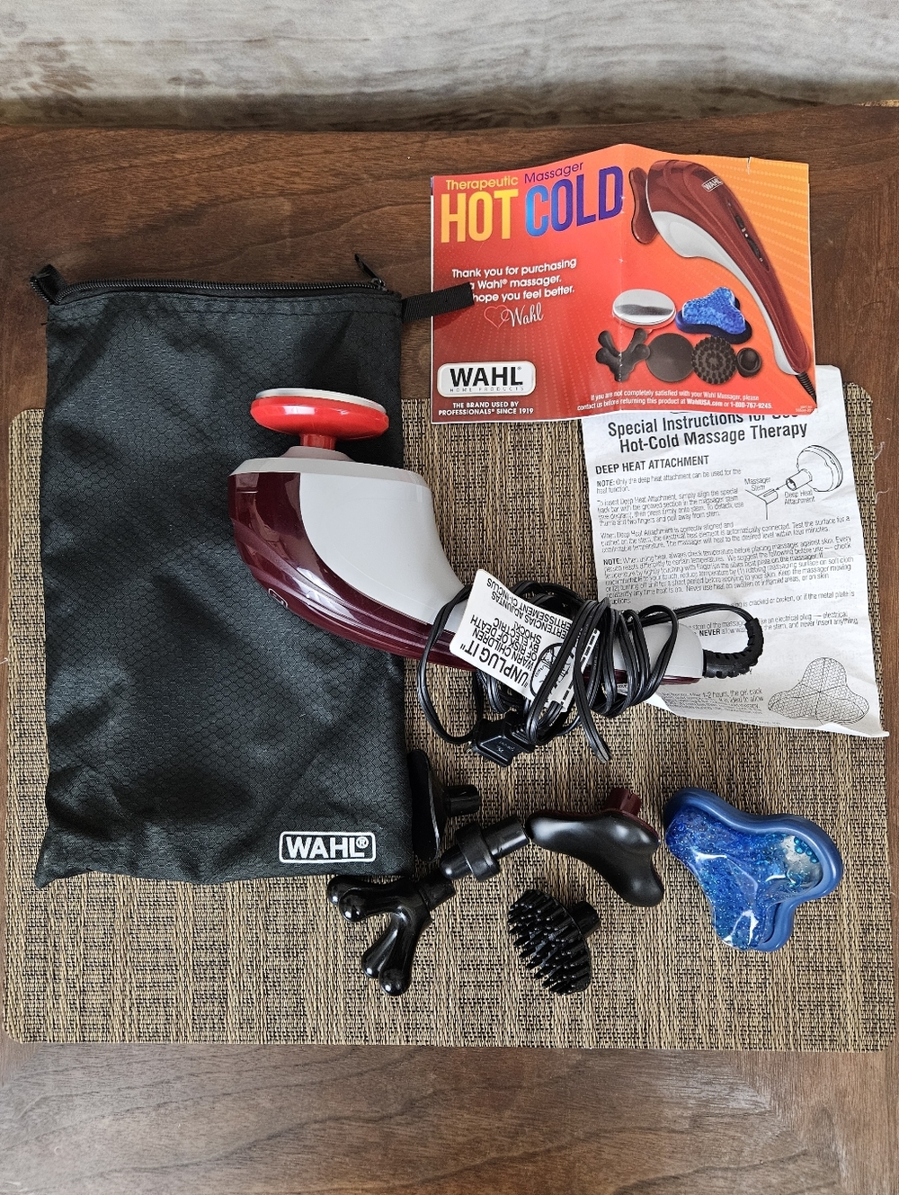 WAHL Hot & Cold Therapeutic Body Massager Model 4295A With Bag & 7 Attachments